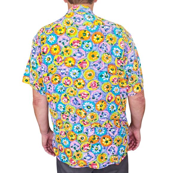 vintage JAMS WORLD tropical floral print button down classic Hawaiian shirt Sz L - Picture 3 of 8